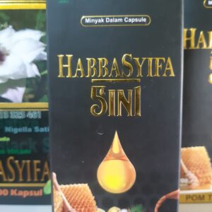 Habbasyifa 5in1, suplemen herbal yang mengandung kombinasi minyak dalam kapsul. 100 Kapsul
